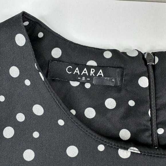 CAARA Women's Black Millazo Polka Dot Satin Asymmetric Shift Mini Dress S/C38 - Picture 5 of 16